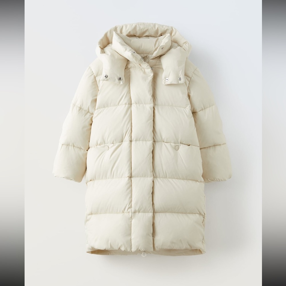 Zara Girls 13-14 Down Puffer Coat Cream